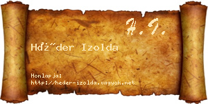 Héder Izolda névjegykártya